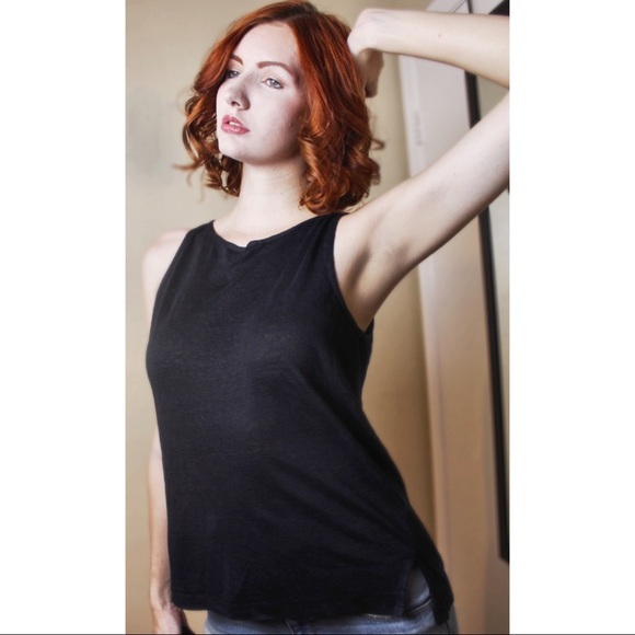 Madewell Modern Linen Tank In Black - Picture 3 of 11